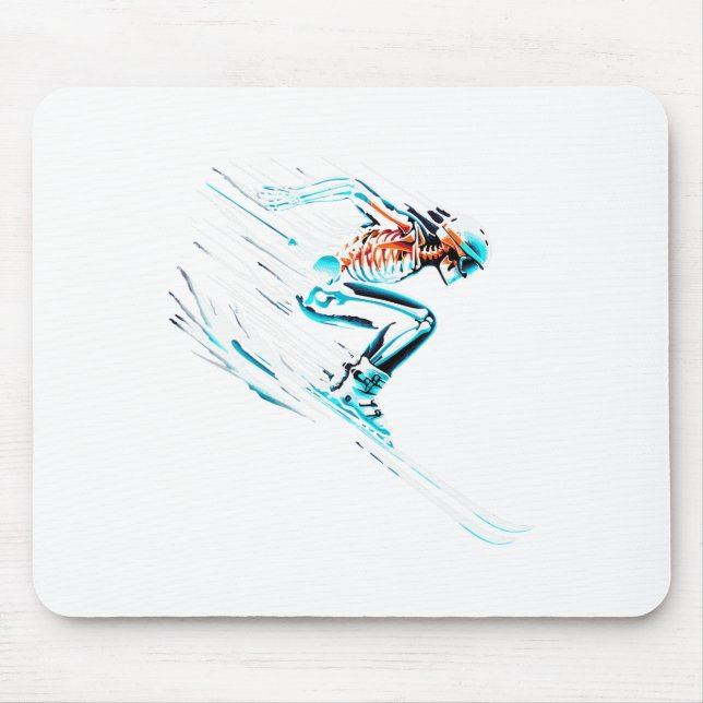 Skeleton On Skis In Action Skiing  Mouse Mat (Front)