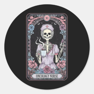 Skeleton Oncology Nurse Tarot Card Oncologist Hall Classic Round Sticker