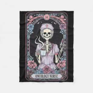 Skeleton Oncology Nurse Tarot Card Oncologist Hall Fleece Blanket