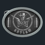 Skeleton Outlaw Belt Buckles<br><div class="desc">'I'll give you my gun when you take it from my cold,  dead hands!' And even then,  the bullets are gonna fly when you try to take them from this gun totin' skeleton cowboy. Coming for you,  straight from the Badlands of Hell.</div>