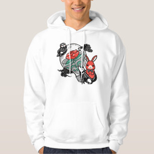 Skeleton Owl & Red Rose Lightbulb Art Hoodie