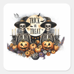 Skeleton Party Square Sticker