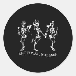 Skeleton Peace Dead Ends Hairstylist Halloween Classic Round Sticker