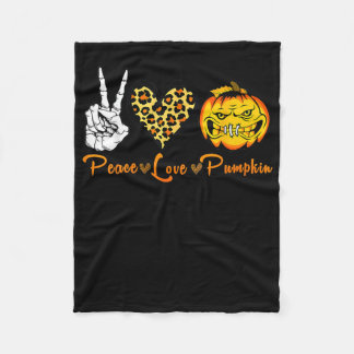 Skeleton Peace Leopard Love Scary Pumpkin Hallowee Fleece Blanket