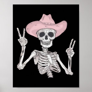 Skeleton Peace Sign Cowboy Hat Western Mexican Hal