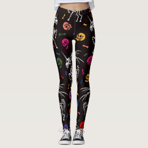 Skeleton Pegasus: colourful skulls pattern. Leggings