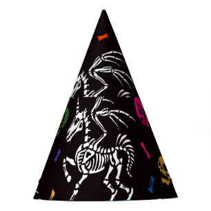 Skeleton Pegasus: colourful skulls pattern. Party Hat