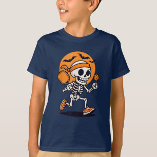 Skeleton Pickleball Halloween Funny Costume T-Shirt