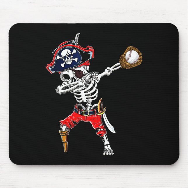 Skeleton Pirate &amp; Baseball Ball Halloween Cost Mouse Mat (Front)