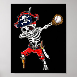 Skeleton Pirate & Baseball Ball Halloween Cost Poster