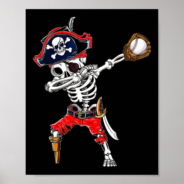 Skeleton Pirate &amp; Baseball Ball Halloween Cost Poster (Front)