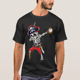 Skeleton Pirate & Baseball Ball Halloween Cost T-Shirt