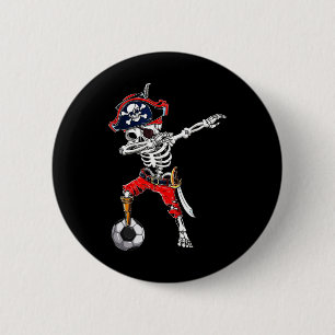 Skeleton Pirate & Soccer Ball Halloween Costum 6 Cm Round Badge