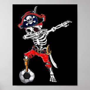 Skeleton Pirate &amp; Soccer Ball Halloween Costum Poster