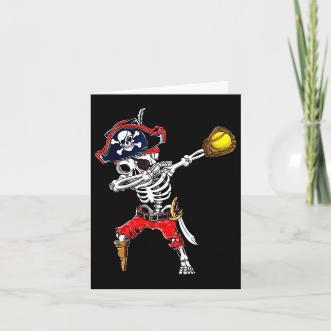 Skeleton Pirate &amp; Softball Ball Halloween Cost Card (Front)