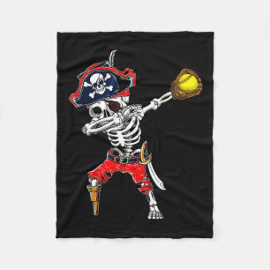 Skeleton Pirate & Softball Ball Halloween Cost Fleece Blanket