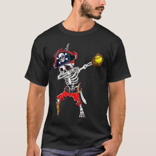 Skeleton Pirate & Softball Ball Halloween Cost T-Shirt