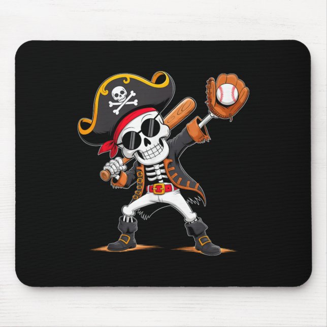 Skeleton Pirate Halloween Costume Baseball Player  Mouse Mat (Front)