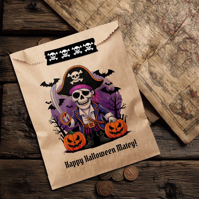 Skeleton Pirate Happy Halloween Matey Favour Bags (Creator Uploaded)