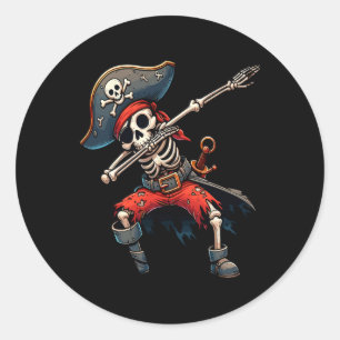 Skeleton Pirate Kids  Classic Round Sticker
