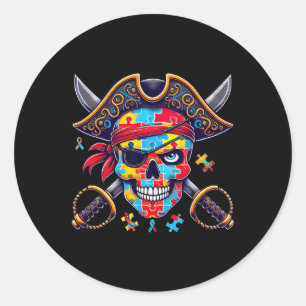 Skeleton Pirate Skull Halloween Mens Womens Kids  Classic Round Sticker