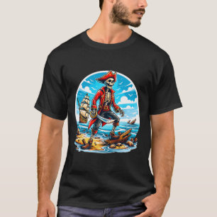Skeleton Pirate Tee Skull Halloween Skeleton Pirat