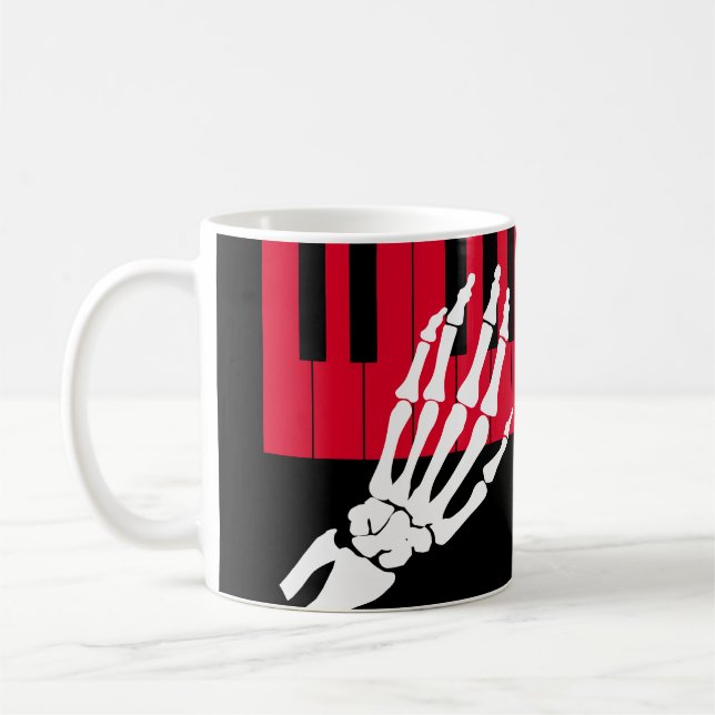 Skeleton play piano coffee mug (Left)