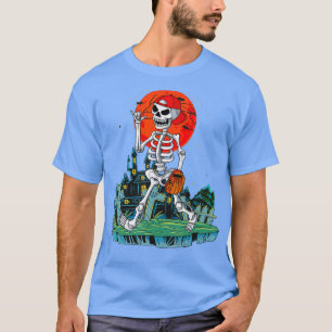 Skeleton Player Baseball Halloween Costume Catcher T-Shirt