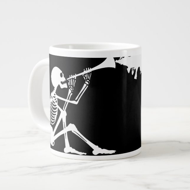 Skeleton Playing a Horn Making Music Large Coffee Mug (Front Left)