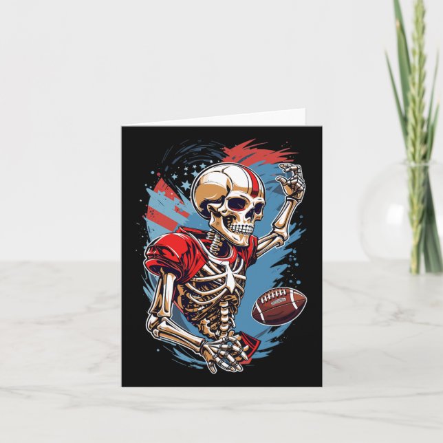 Skeleton Playing American Footbyll Abstract Graphi Card (Front)