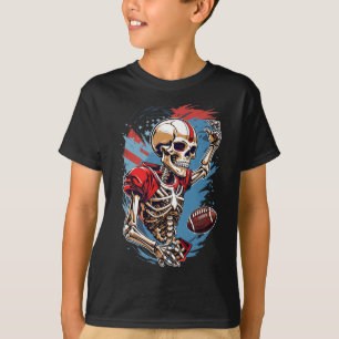 Skeleton Playing American Footbyll Abstract Graphi T-Shirt