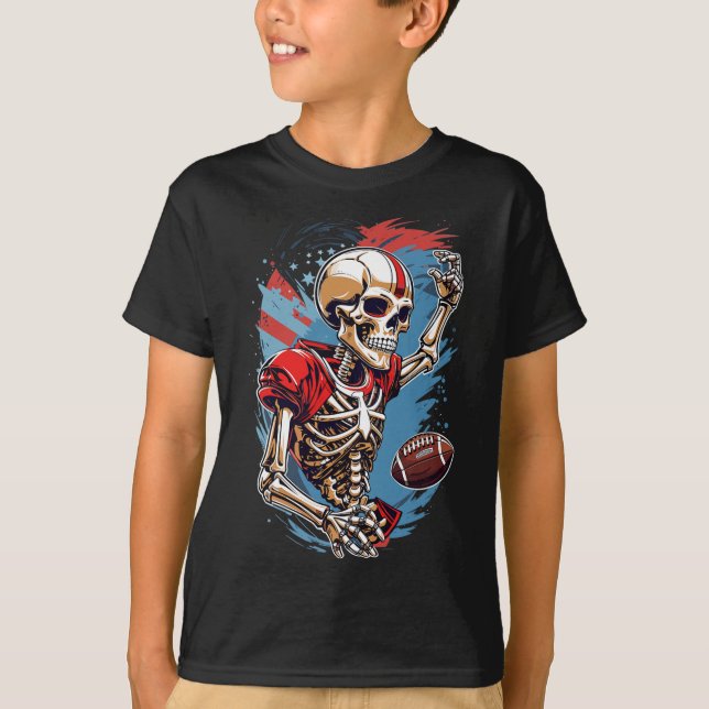 Skeleton Playing American Footbyll Abstract Graphi T-Shirt (Front)
