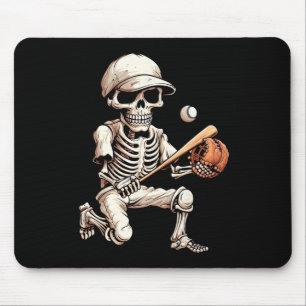 Skeleton Playing Baseball Halloween Skull Lover Mouse Mat