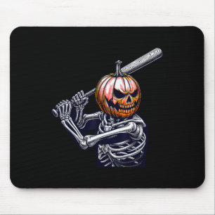 Skeleton Playing Baseball Player Halloween  Mouse Mat