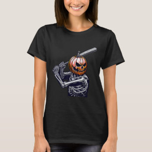 Skeleton Playing Baseball Player Halloween T-Shirt