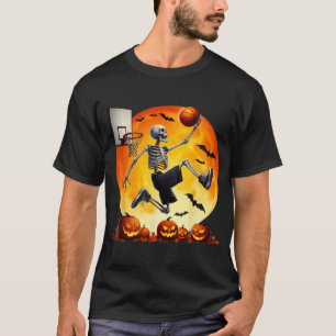 Skeleton Playing Basketball Halloween Basketball T-Shirt