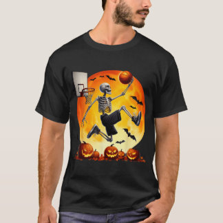 Skeleton Playing Basketball Halloween Basketball T-Shirt