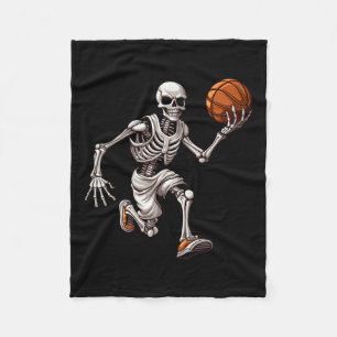 Skeleton Playing Basketball Halloween Skull Lover Fleece Blanket
