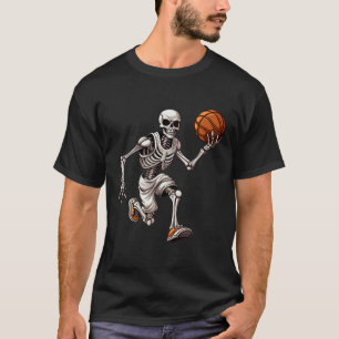 Skeleton Playing Basketball Halloween Skull Lover  T-Shirt