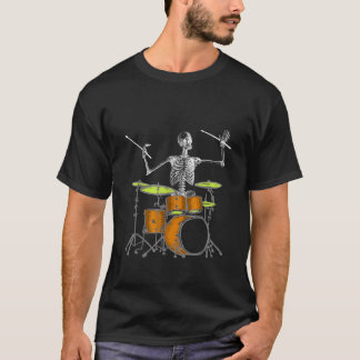Skeleton Playing Drums Drummer T-Shirt