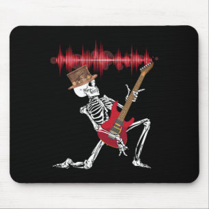 Skeleton Playing Electric Guitar Funny Halloween Mouse Mat