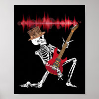 Skeleton Playing Electric Guitar Funny Halloween