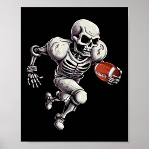 Skeleton Playing Football Halloween Skull Lover 1 Poster