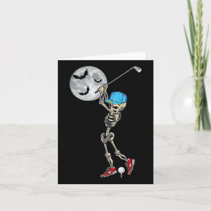 Skeleton Playing Golf Golfing Happy Halloween Day  Card