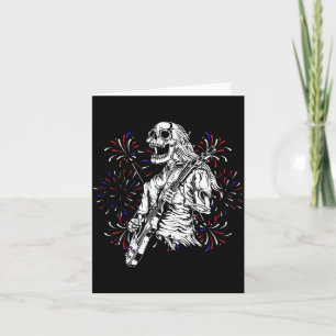 Skeleton Playing Guitar 4th Of July Funny Rocker Card