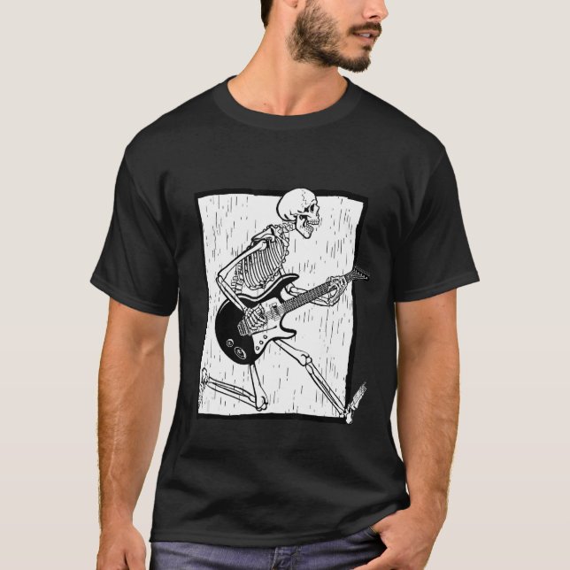 skeleton playing guitar  Acoustic Classical Hallow T-Shirt (Front)