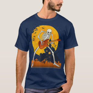 Skeleton Playing Guitar Electric Acoustic Hallowee T-Shirt