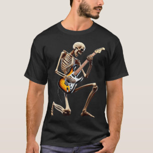 Skeleton Playing Guitar Ghost Solo Guitar Rock Ban T-Shirt