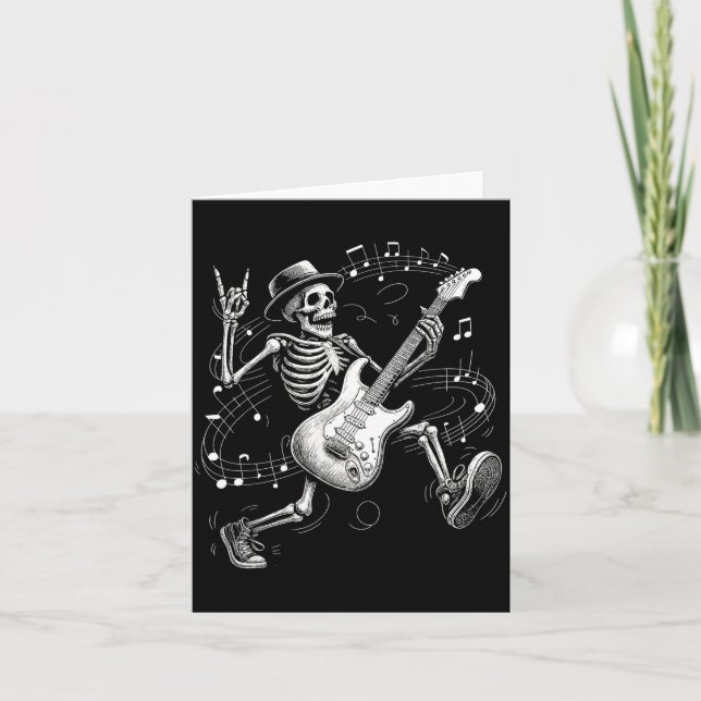 Skeleton Playing Guitar Music For Men Women Rock B Card (Front)