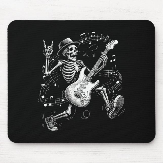 Skeleton Playing Guitar Music For Men Women Rock B Mouse Mat (Front)